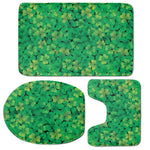 Green Shamrock Leaf Pattern Print 3 Piece Bath Mat Set