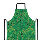 Green Shamrock Leaf Pattern Print Apron