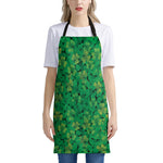 Green Shamrock Leaf Pattern Print Apron