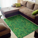 Green Shamrock Leaf Pattern Print Area Rug