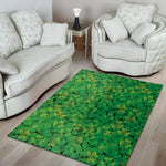 Green Shamrock Leaf Pattern Print Area Rug