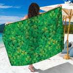Green Shamrock Leaf Pattern Print Beach Sarong Wrap