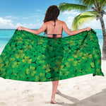 Green Shamrock Leaf Pattern Print Beach Sarong Wrap