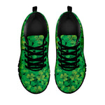 Green Shamrock Leaf Pattern Print Black Sneakers