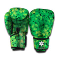 Green Shamrock Leaf Pattern Print Boxing Gloves