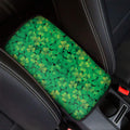 Green Shamrock Leaf Pattern Print Car Center Console Cover
