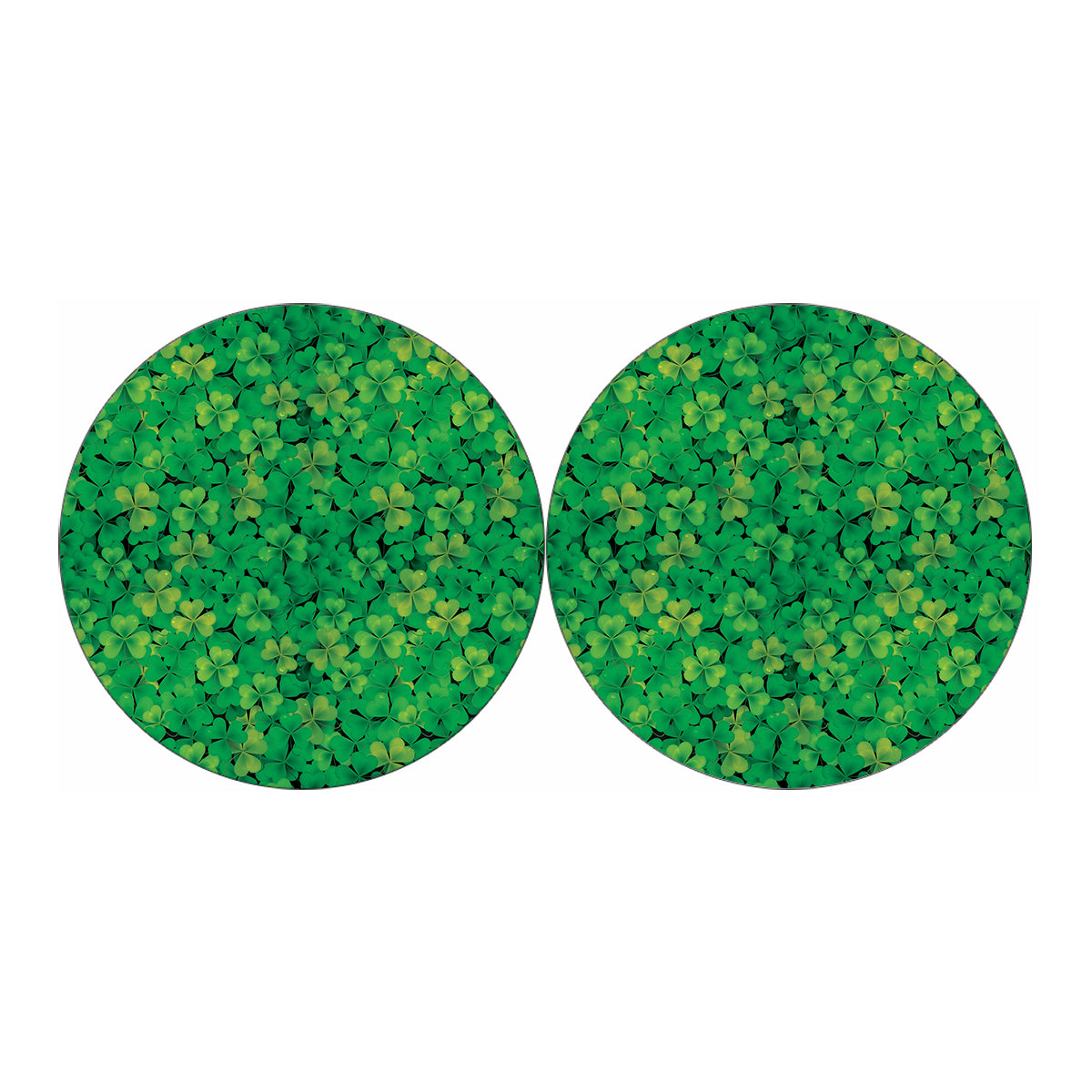 Green Shamrock Leaf Pattern Print Car Coasters