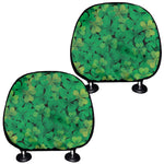 Green Shamrock Leaf Pattern Print Car Headrest Covers