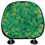 Green Shamrock Leaf Pattern Print Car Headrest Covers