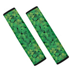 Green Shamrock Leaf Pattern Print Car Seat Belt Covers