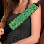 Green Shamrock Leaf Pattern Print Car Seat Belt Covers