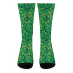 Green Shamrock Leaf Pattern Print Crew Socks