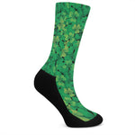 Green Shamrock Leaf Pattern Print Crew Socks