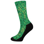 Green Shamrock Leaf Pattern Print Crew Socks