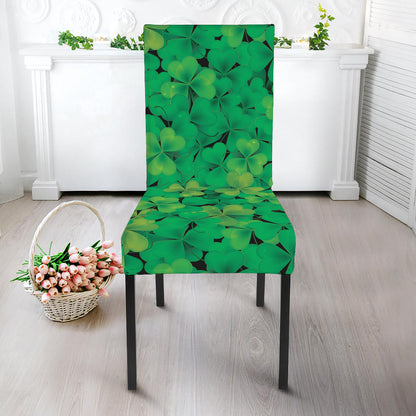 Green Shamrock Leaf Pattern Print Dining Chair Slipcover
