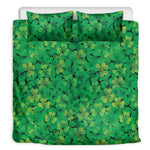 Green Shamrock Leaf Pattern Print Duvet Cover Bedding Set