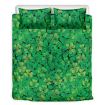 Green Shamrock Leaf Pattern Print Duvet Cover Bedding Set