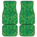 Green Shamrock Leaf Pattern Print Front and Back Car Floor Mats