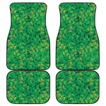 Green Shamrock Leaf Pattern Print Front and Back Car Floor Mats