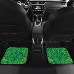 Green Shamrock Leaf Pattern Print Front and Back Car Floor Mats