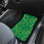 Green Shamrock Leaf Pattern Print Front and Back Car Floor Mats