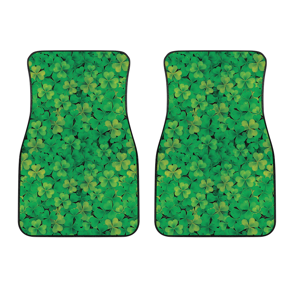 Green Shamrock Leaf Pattern Print Front Car Floor Mats