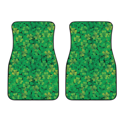 Green Shamrock Leaf Pattern Print Front Car Floor Mats