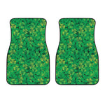 Green Shamrock Leaf Pattern Print Front Car Floor Mats