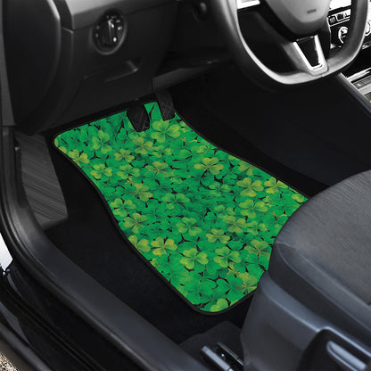 Green Shamrock Leaf Pattern Print Front Car Floor Mats