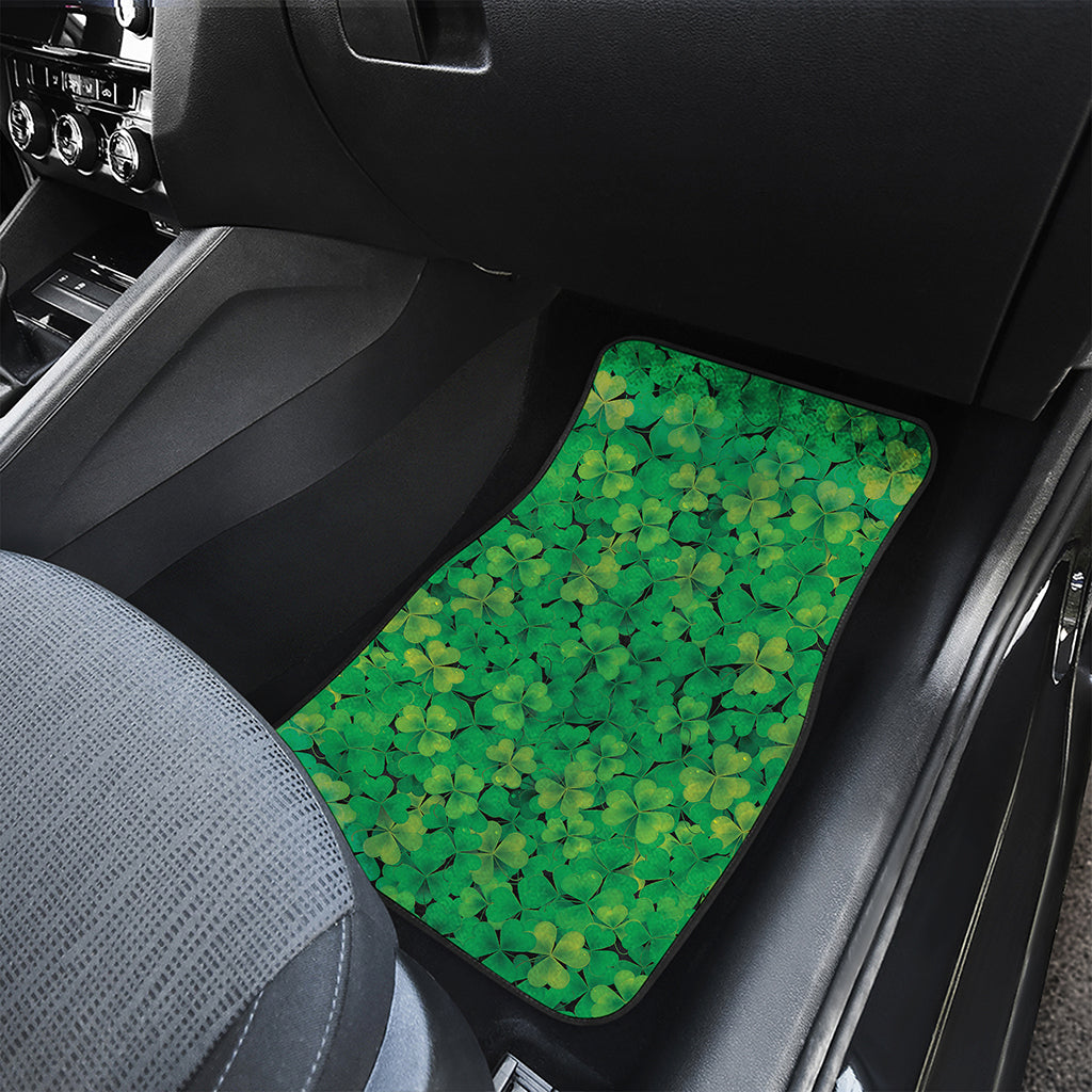 Green Shamrock Leaf Pattern Print Front Car Floor Mats