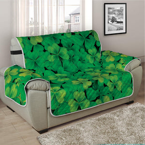 Green Shamrock Leaf Pattern Print Half Sofa Protector