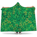 Green Shamrock Leaf Pattern Print Hooded Blanket