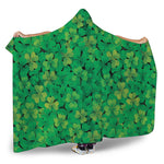 Green Shamrock Leaf Pattern Print Hooded Blanket