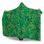 Green Shamrock Leaf Pattern Print Hooded Blanket