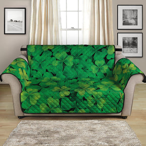 Green Shamrock Leaf Pattern Print Loveseat Protector