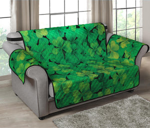 Green Shamrock Leaf Pattern Print Loveseat Protector