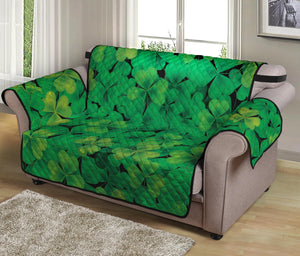 Green Shamrock Leaf Pattern Print Loveseat Protector