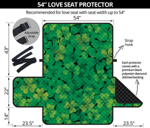 Green Shamrock Leaf Pattern Print Loveseat Protector