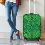 Green Shamrock Leaf Pattern Print Luggage Cover