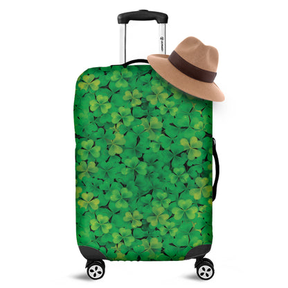 Green Shamrock Leaf Pattern Print Luggage Cover