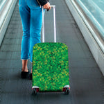 Green Shamrock Leaf Pattern Print Luggage Cover