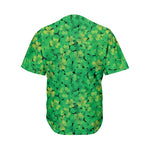Green Shamrock Leaf Pattern Print Men's Baseball Jersey