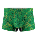 Green Shamrock Leaf Pattern Print Men's Boxer Briefs