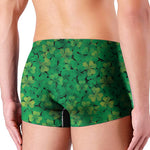 Green Shamrock Leaf Pattern Print Men's Boxer Briefs