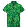 Green Shamrock Leaf Pattern Print Men's Short Sleeve Shirt