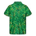 Green Shamrock Leaf Pattern Print Men's Short Sleeve Shirt