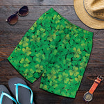 Green Shamrock Leaf Pattern Print Men's Shorts