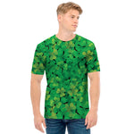 Green Shamrock Leaf Pattern Print Men's T-Shirt