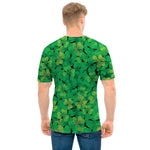 Green Shamrock Leaf Pattern Print Men's T-Shirt