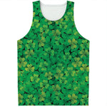 Green Shamrock Leaf Pattern Print Men's Tank Top